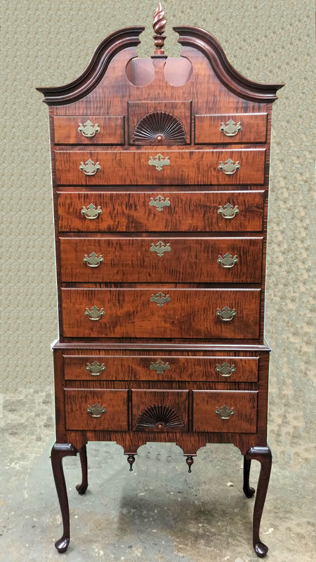  Tiger maple Bonnet top Highboy